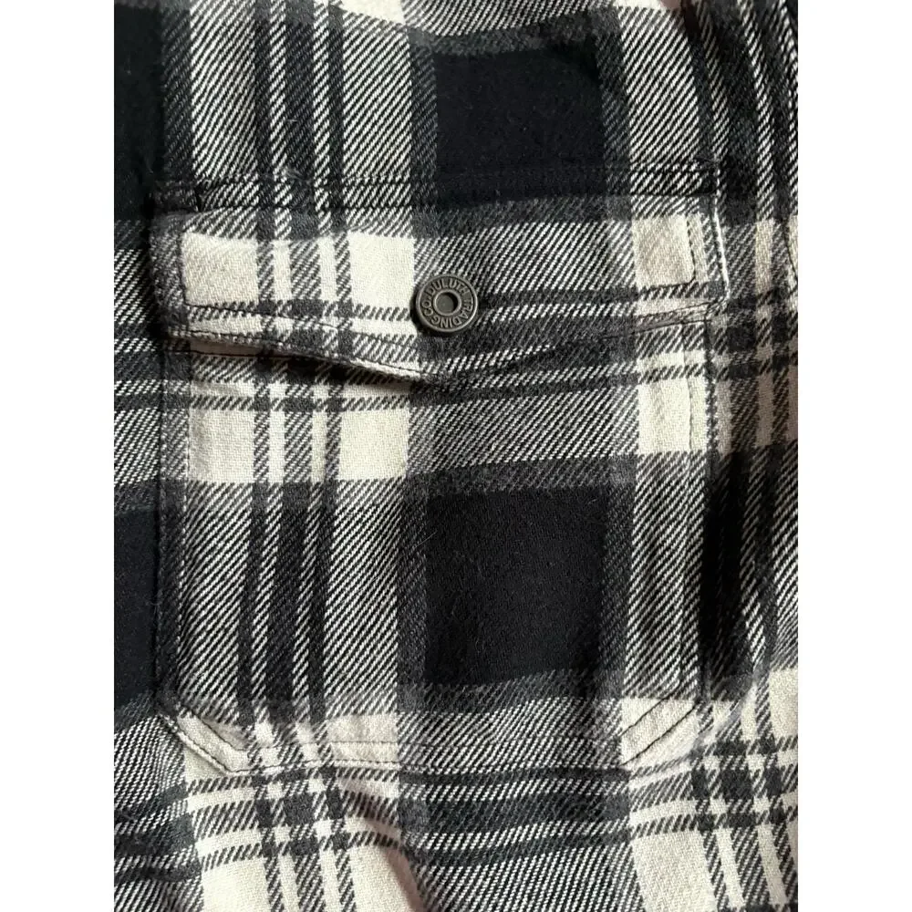 Duluth Trading Jacket Mens Large Black/White Plaid Lined 100% Cotton Outdoor